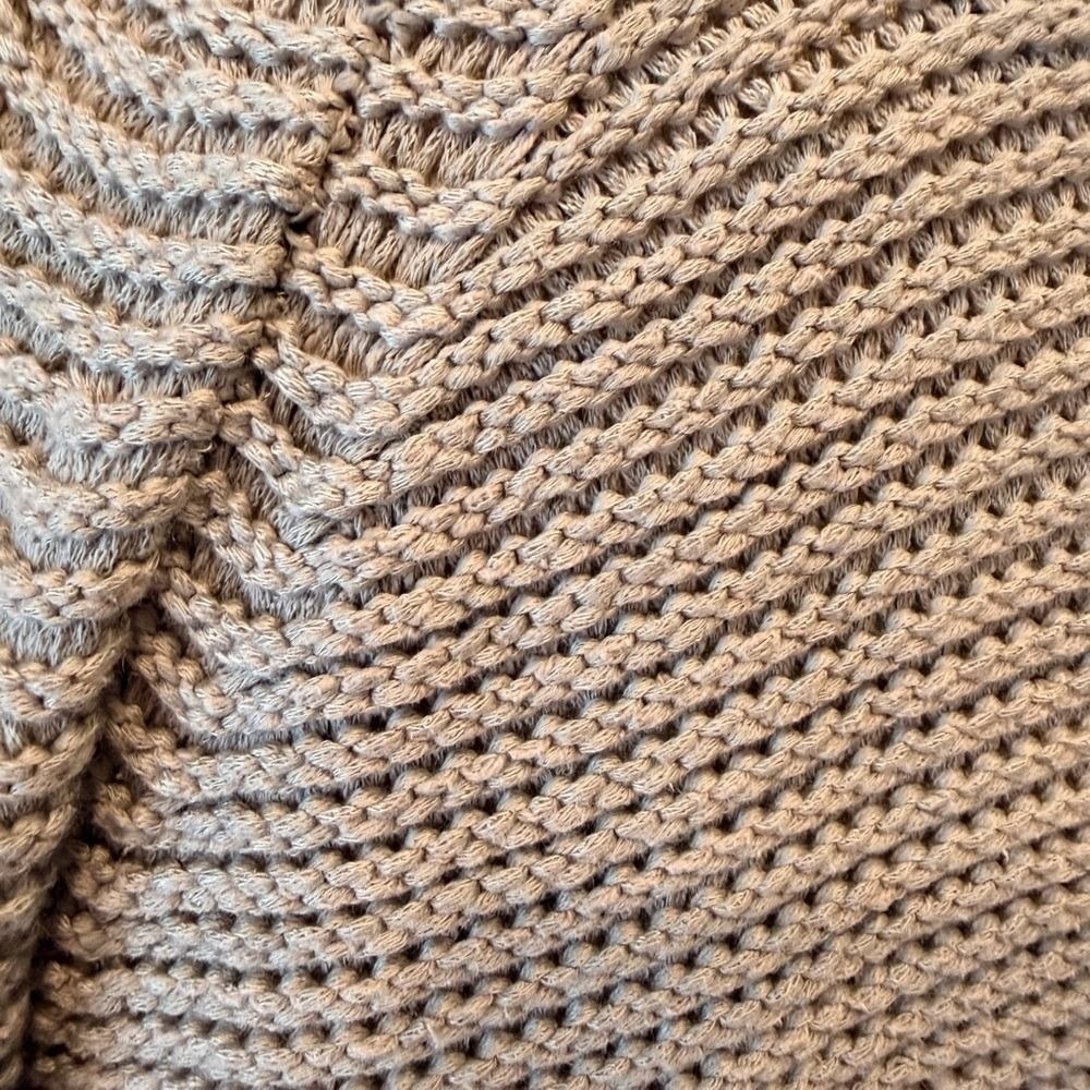Off Shoulder Chunky Knit Sweater Gray Small Cozy Slouchy - Picture 6 of 9
